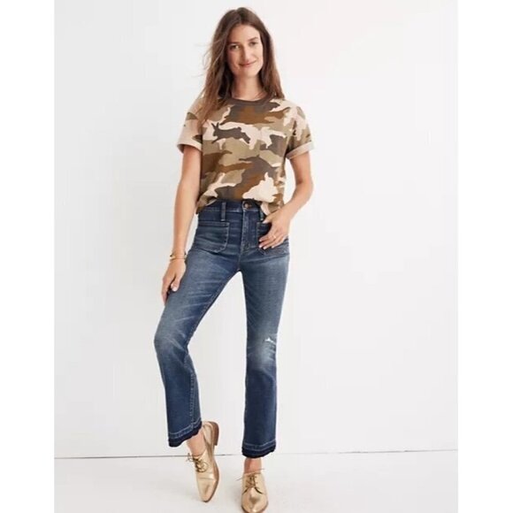 Madewell Cali Demi Bootcut Patch Pocket Cropped Jeans 25 - Picture 1 of 6
